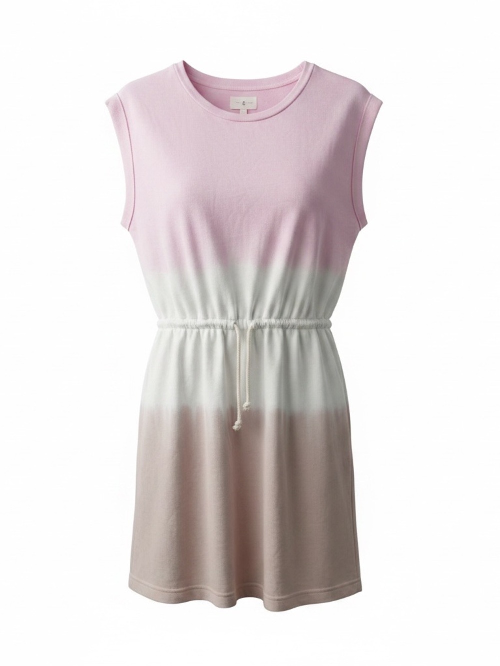Lou & Grey Tie Dye Terry Drawstring Mini Dress Pink Tan Small